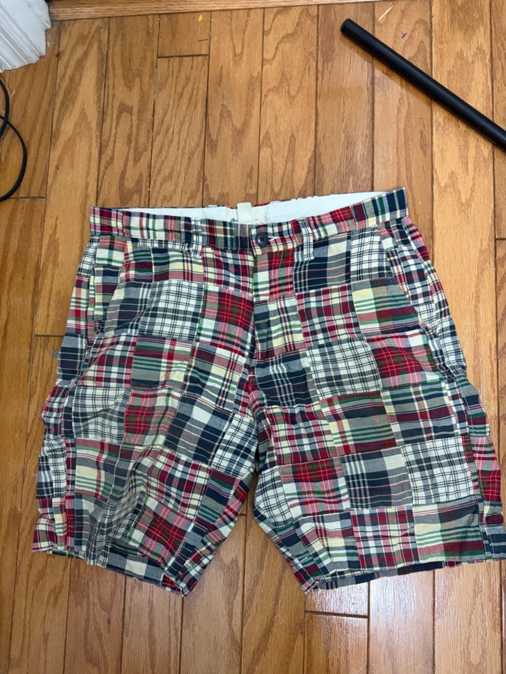J. Crew Multicolor Plaid Patchwork Cotton Shorts … - image 1